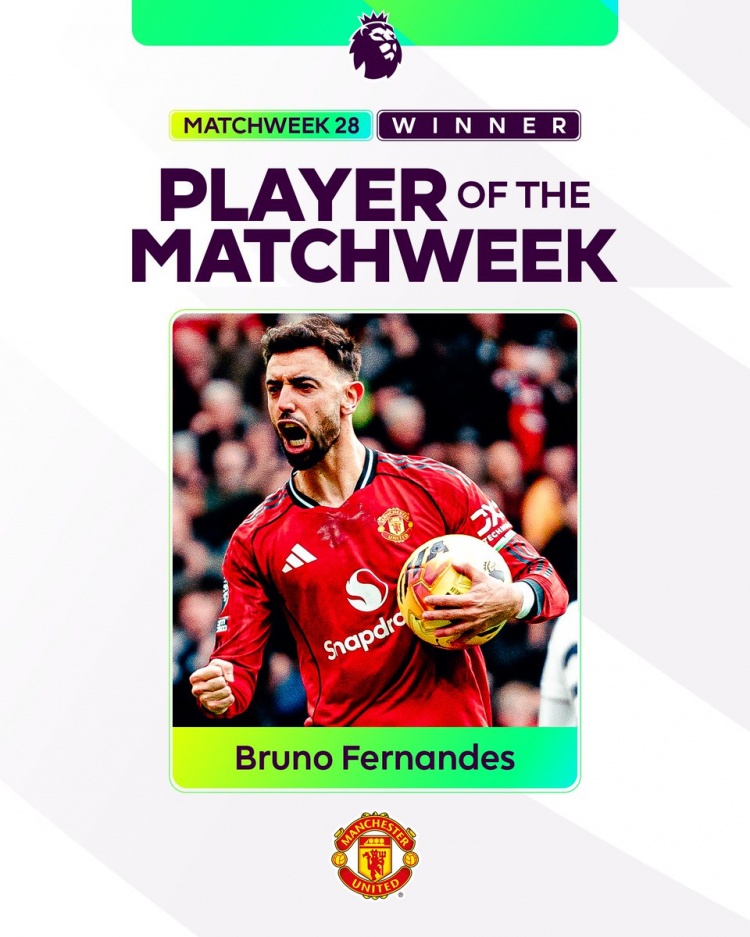 开云平台-传射建功！B费当选英超第28轮最佳球员，本赛季第四次获奖